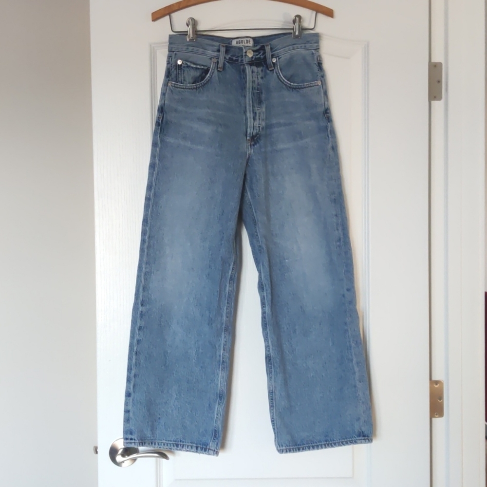 AGOLDE Ren high waisted wide leg crop jean, Disclosure wash, size 25